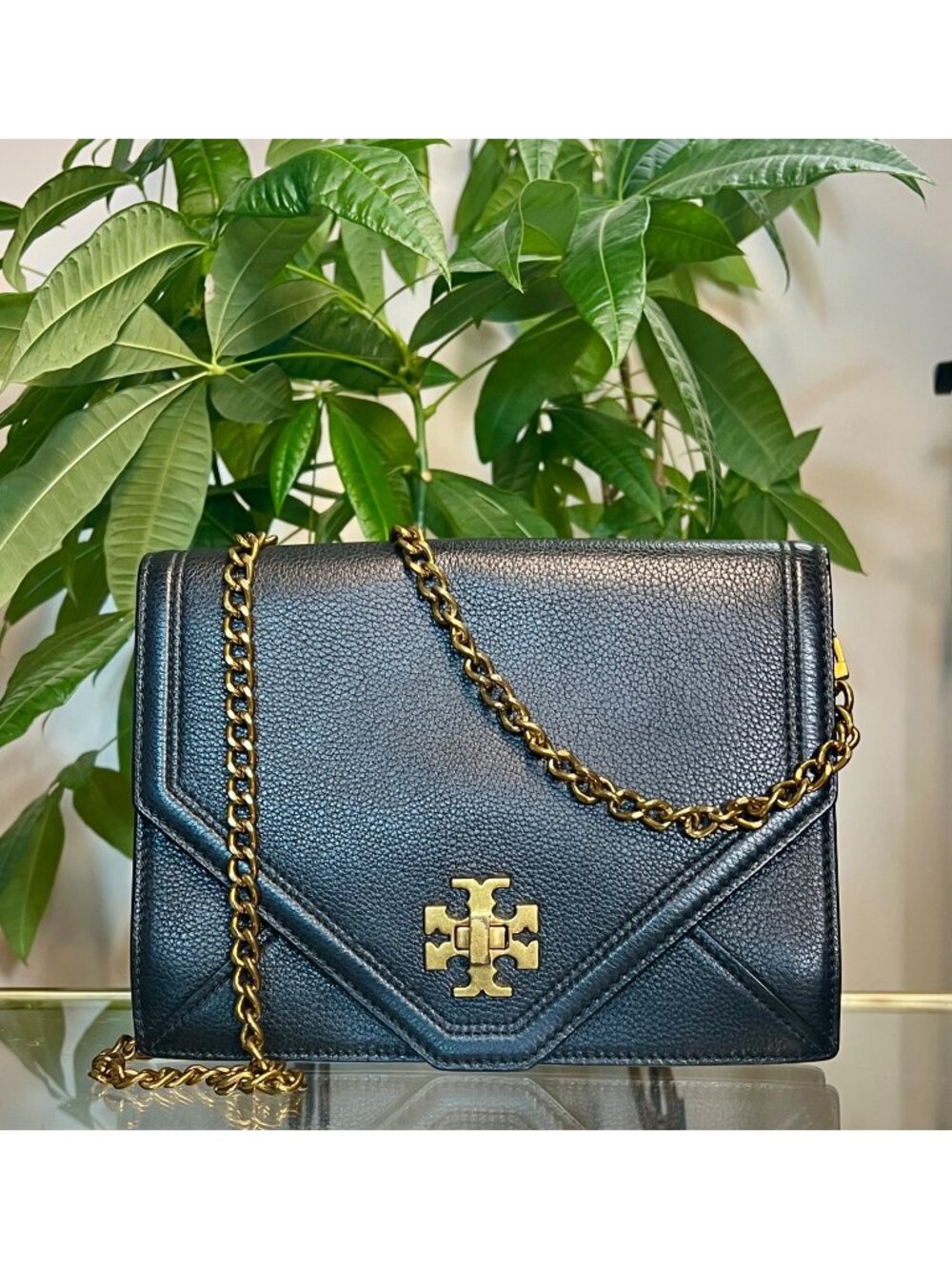 *** AUTHENTIC TORY BURCH BLACK LEATHER KIRA SHOULDER BAG/CROSSBODY